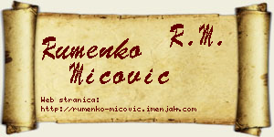Rumenko Mićović vizit kartica